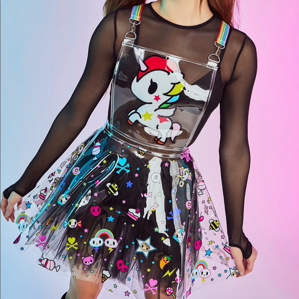 Toki Doki x Dolls Kill clear pvc apron sticker dress